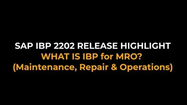 SAP IBP 2202 Release Highlight: MRO in SAP IBP